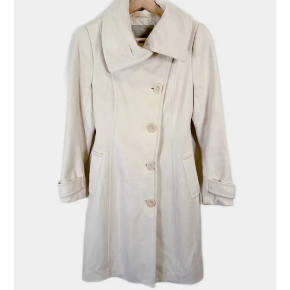 Aritzia Wilfred Virgin Wool Cashmere Ivory Pea Coat